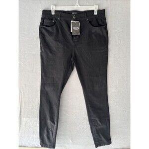 NWT BoohooMAN Black Skinny Jeans Sz 40 4 Buttons